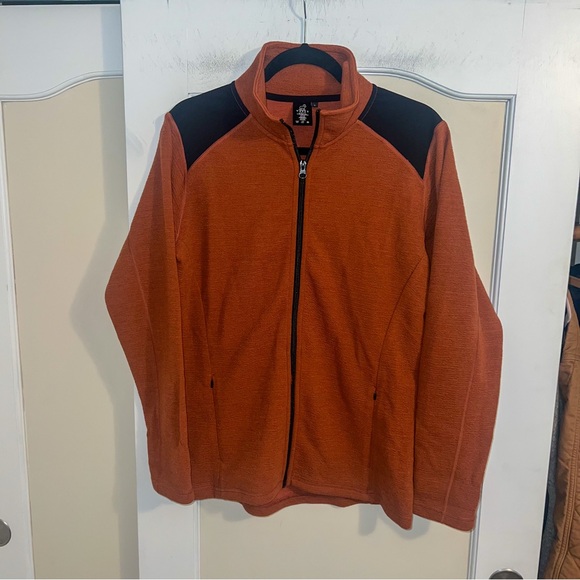 Woolx Merino Wool Blend Peri Full-Zip Jacket in Orange and Black Size Small - Picture 1 of 8